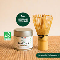 KIT MATCHA : THÉ MATCHA CÉRÉMONIE BIO ET FOUET EN BAMBOU CHASEN ANTI-GASPILLAGE