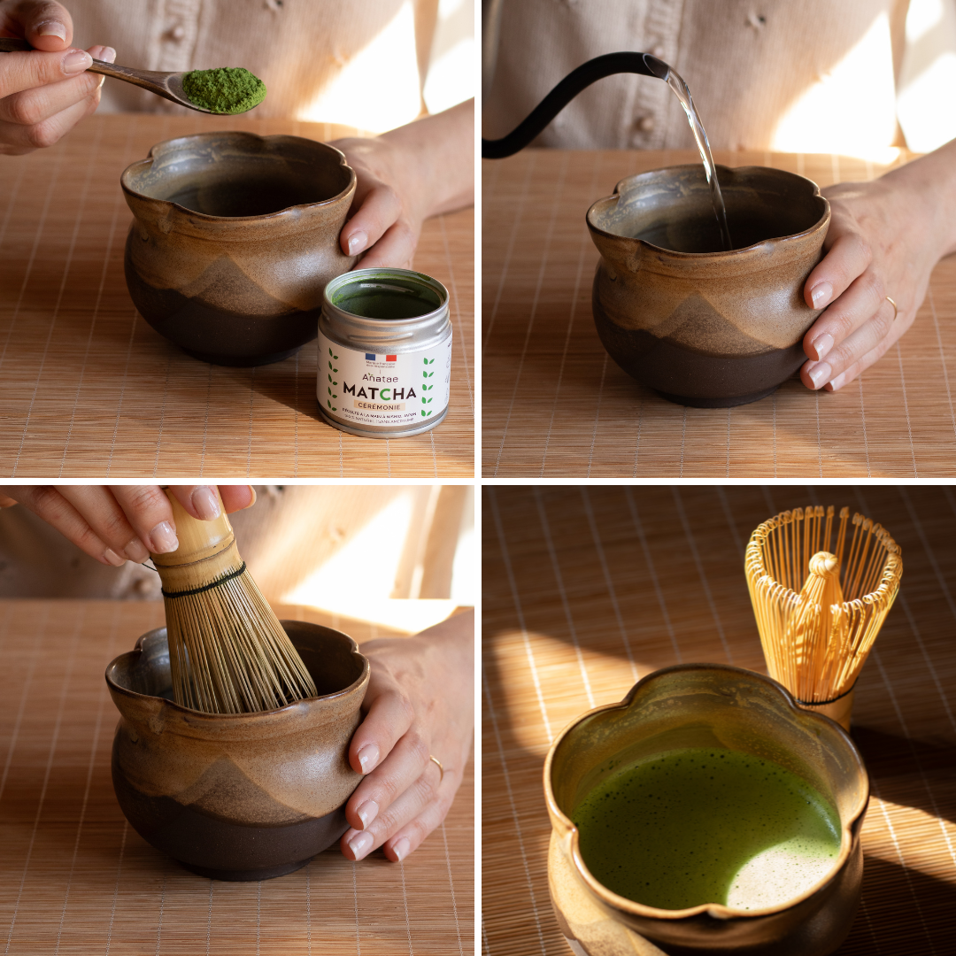 Bol à Matcha En Céramique Avec Bec - 180 Ml, Design Traditionnel Japonais, Noir - Préparation Thé Matcha